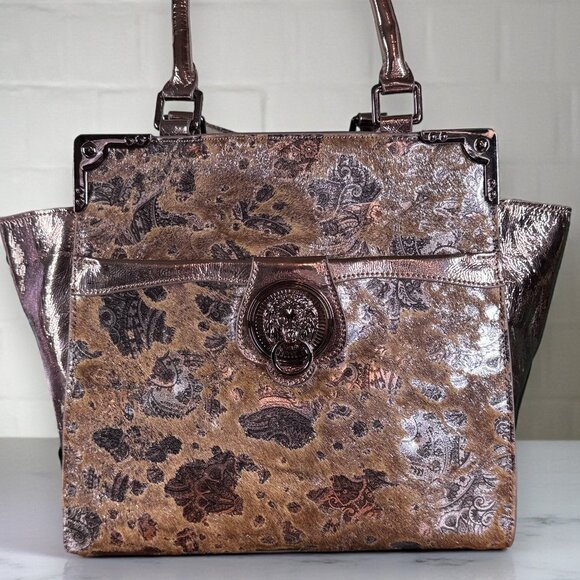 Sharif Leather & Calf Hair On SAMPLE Lion's Gate Satchel Shoulder Bag Like New - Picture 3 of 16